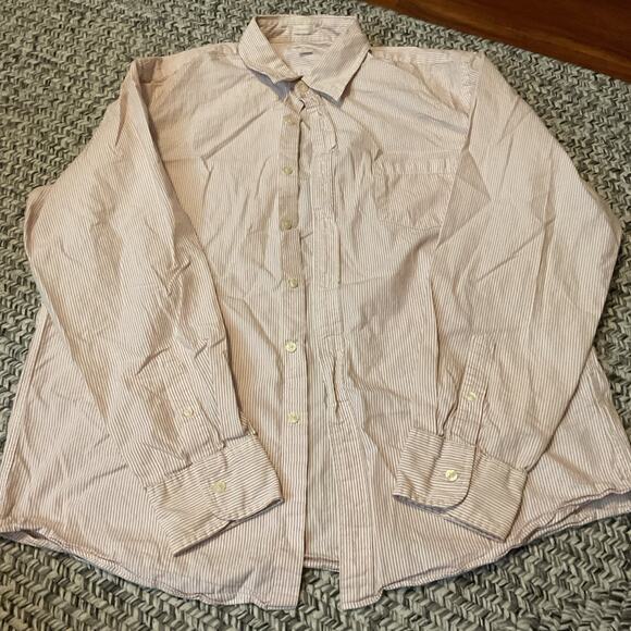 J. Crew Men's Size XL Tailored Fit Long Sleeve Button Down Red White Stripe - Picture 1 of 4